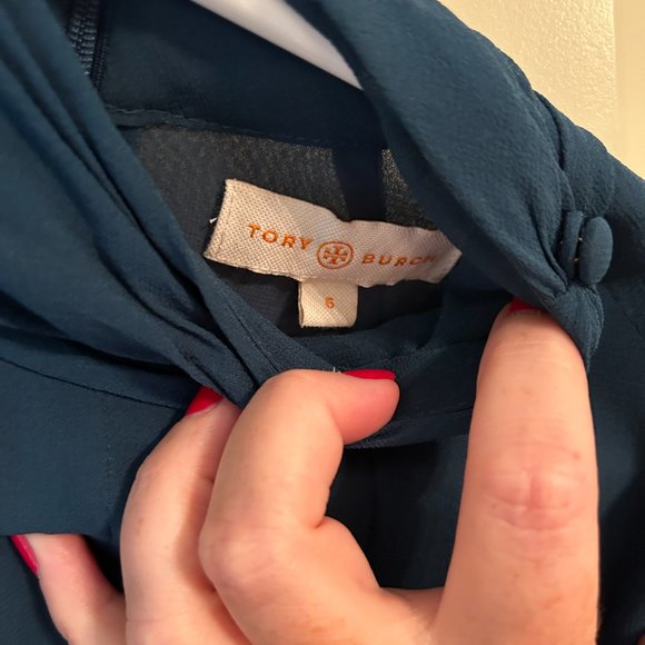 Tory Burch Teal Long Sleeve Silk Blouse - Picture 3 of 6